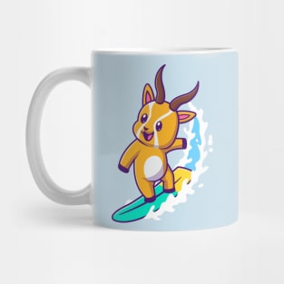 Cute Gazelle Surfing Cartoon Mug